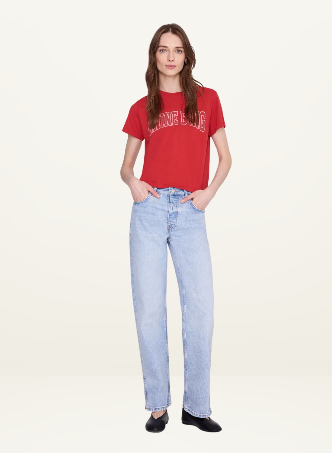 Anine Bing Shelly Tee in Tango Red
