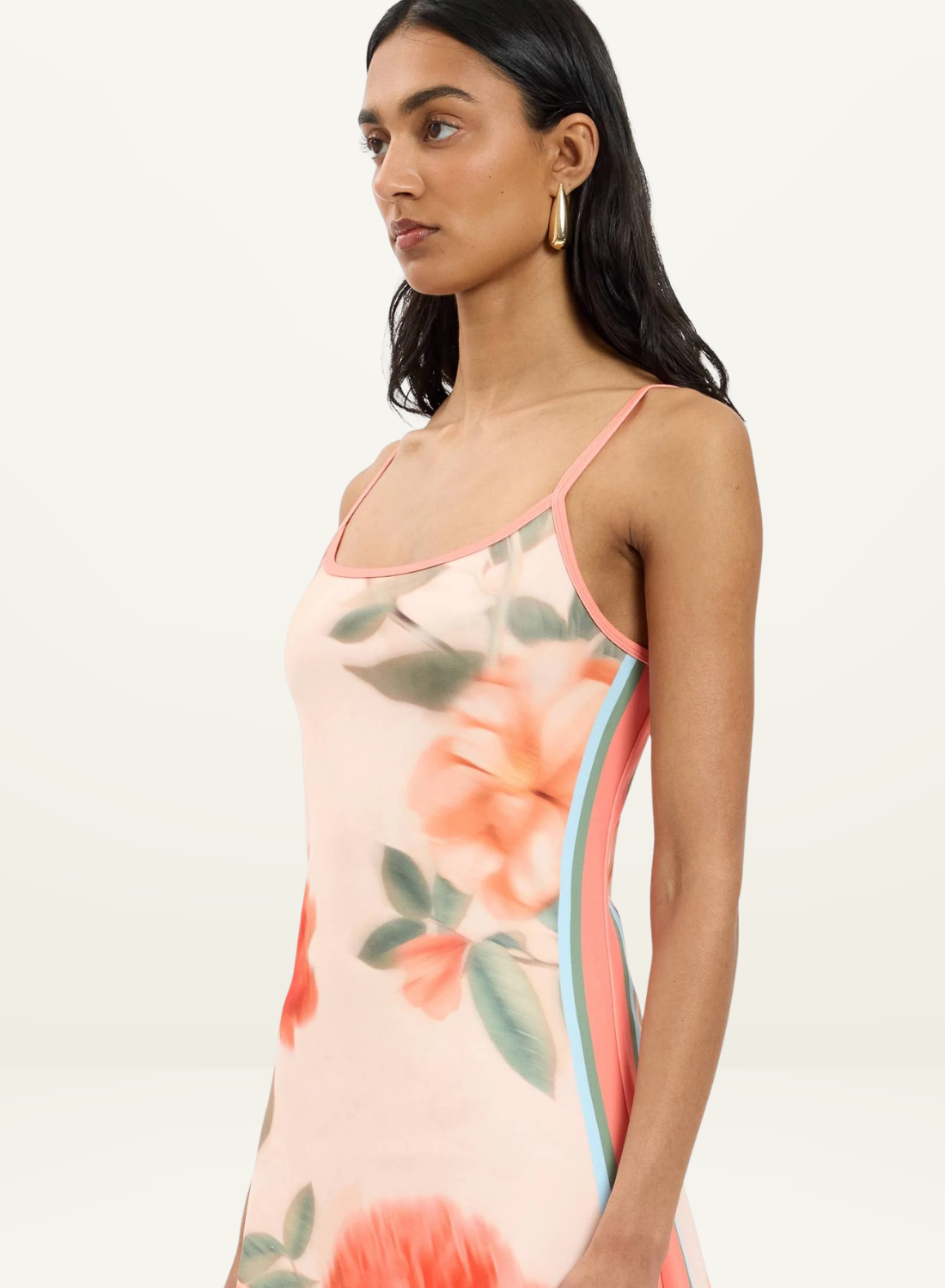With Harper Lu Peach Fitted Mini Dress in Peach Floral