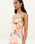 With Harper Lu Peach Fitted Mini Dress in Peach Floral