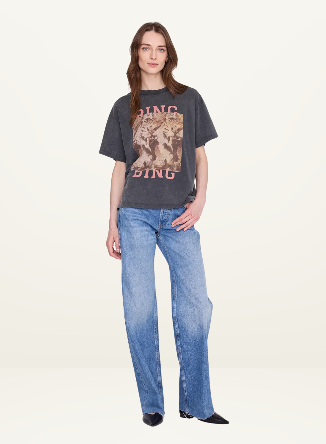 Anine Bing Cade Tee in Tiger Bing Washed Black