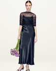 Silk Laundry Mesh Cape in Black