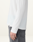Bassike Raw Neck Cut Out L/S T-Shirt in White