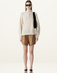 Bassike Worn Denim Elasticated Denim Short in Washed Tan