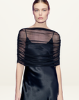 Silk Laundry Mesh Cape in Black