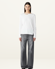 Bassike Raw Neck Cut Out L/S T-Shirt in White
