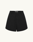 Bassike Crushed Cotton Elastic Shorts in Black