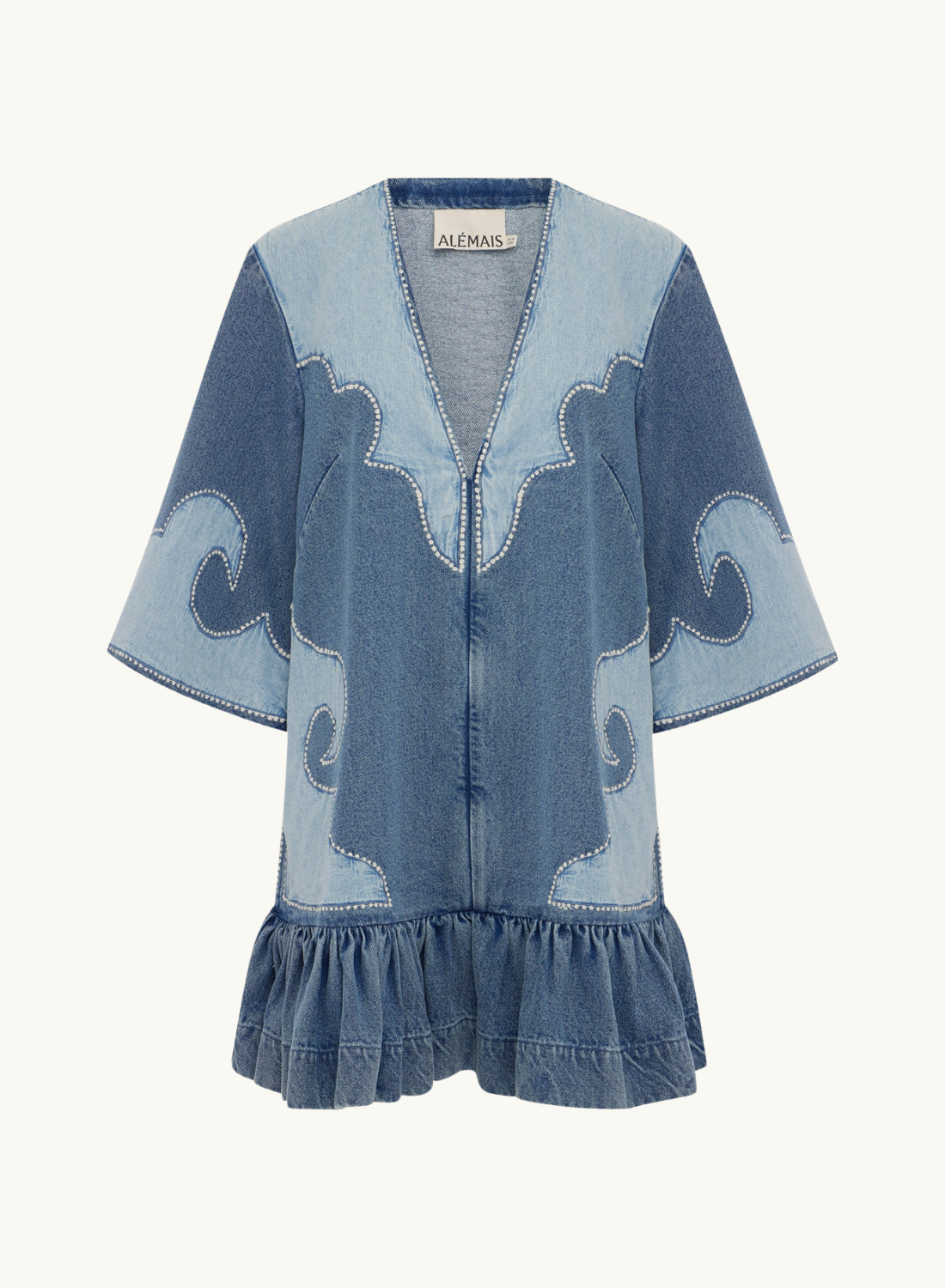 Alemais Jessie Denim Applique Mini Dress