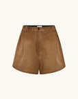 Bassike Worn Denim Elasticated Denim Short in Washed Tan