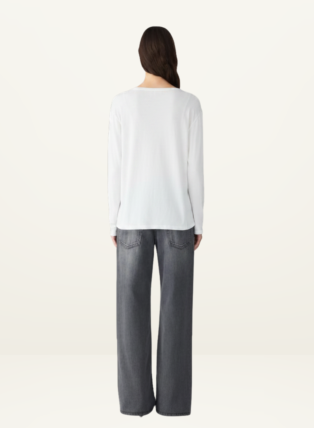 Bassike Raw Neck Cut Out L/S T-Shirt in White