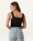 Ceres Life Zaeli Contour Rib Square Neck Tank in Black