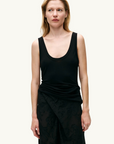 Silk Laundry Jersey Modal Scoop Neck Tank in BLACK