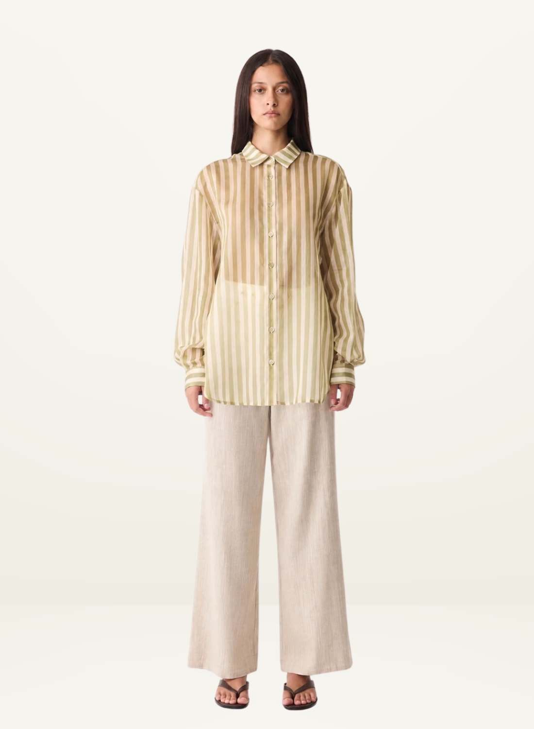 Esmaee Sahara Shirt in Sage Stripe