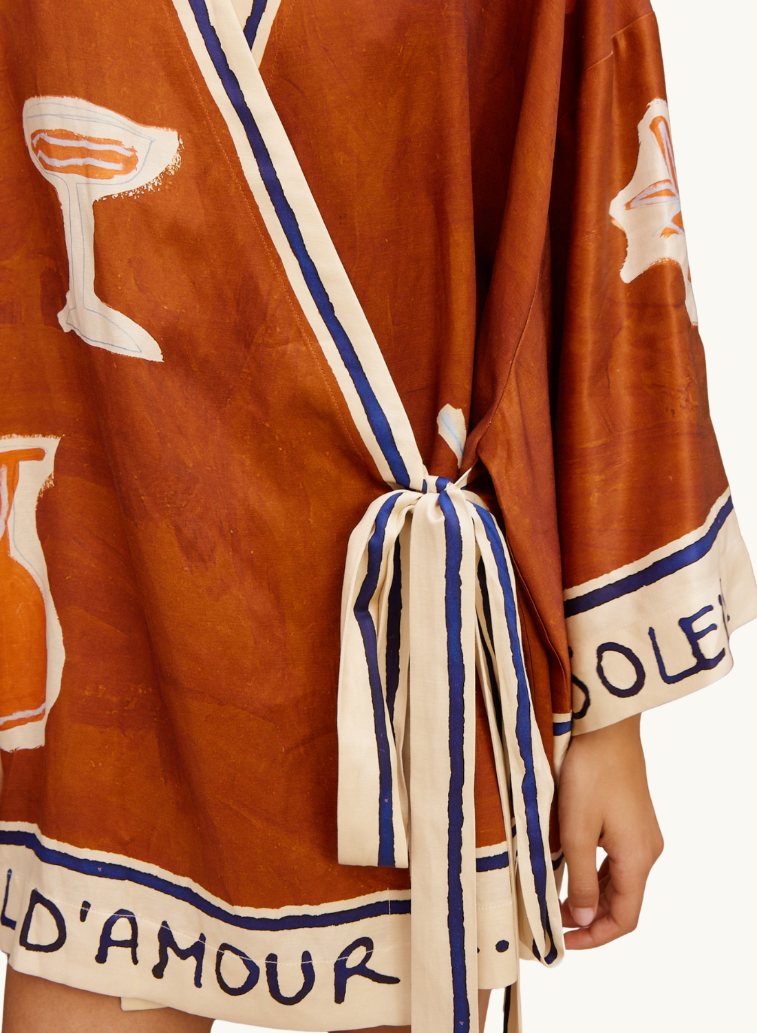 Alemais Soleil D&#39;Amour Silk Wrap Mini Dress in RUST