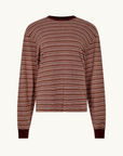 Bassike Stripe Slouch L/S T-Shirt in Pink Orange Plum