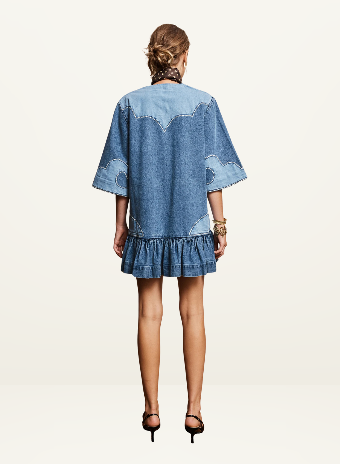 Alemais Jessie Denim Applique Mini Dress