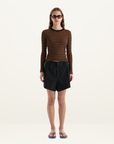 Bassike Crushed Cotton Elastic Shorts in Black