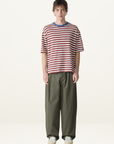 Bassike Universal Stripe Boxy Tee in Vintage Red / Natural