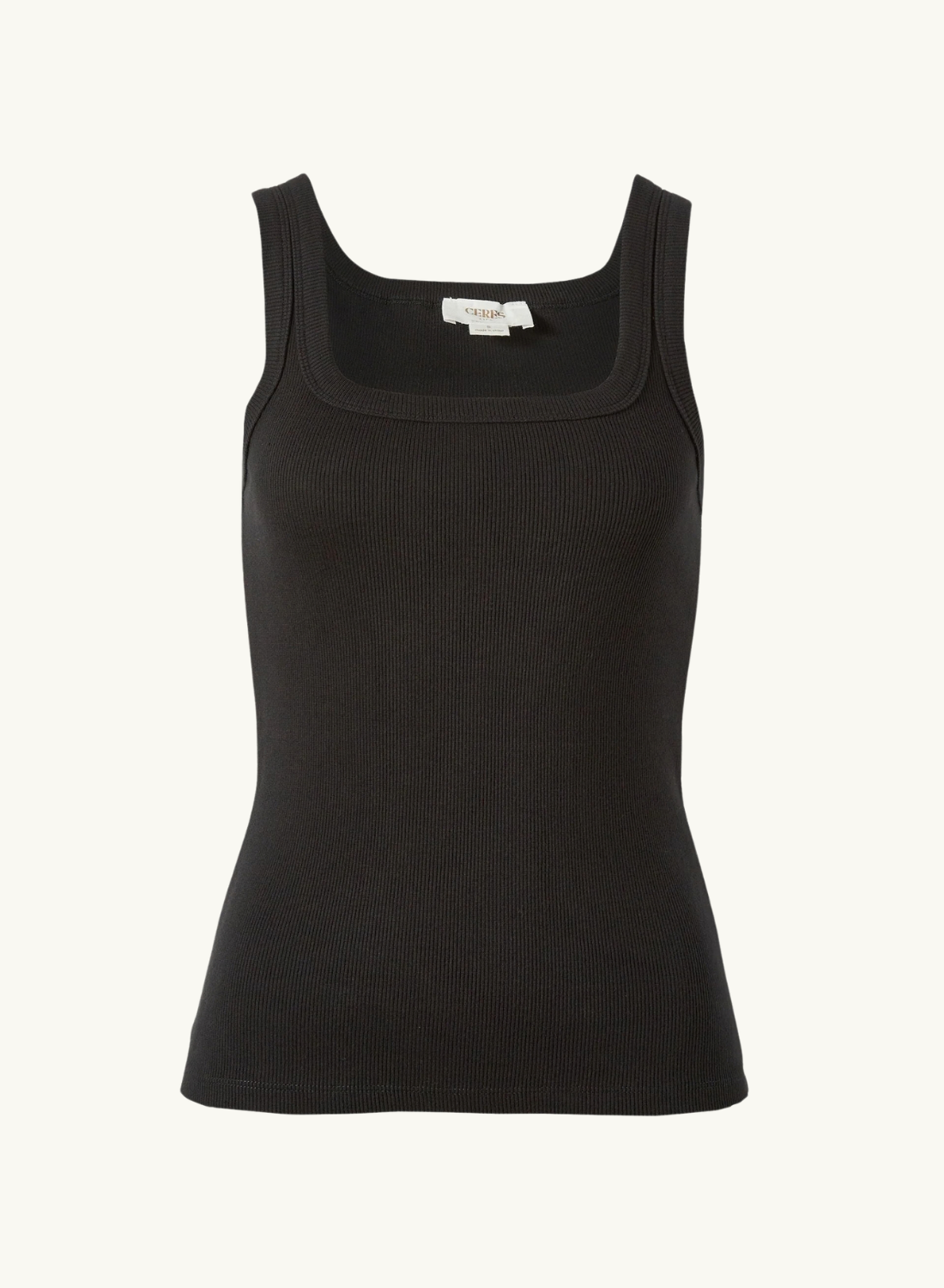 Ceres Life Zaeli Contour Rib Square Neck Tank in Black