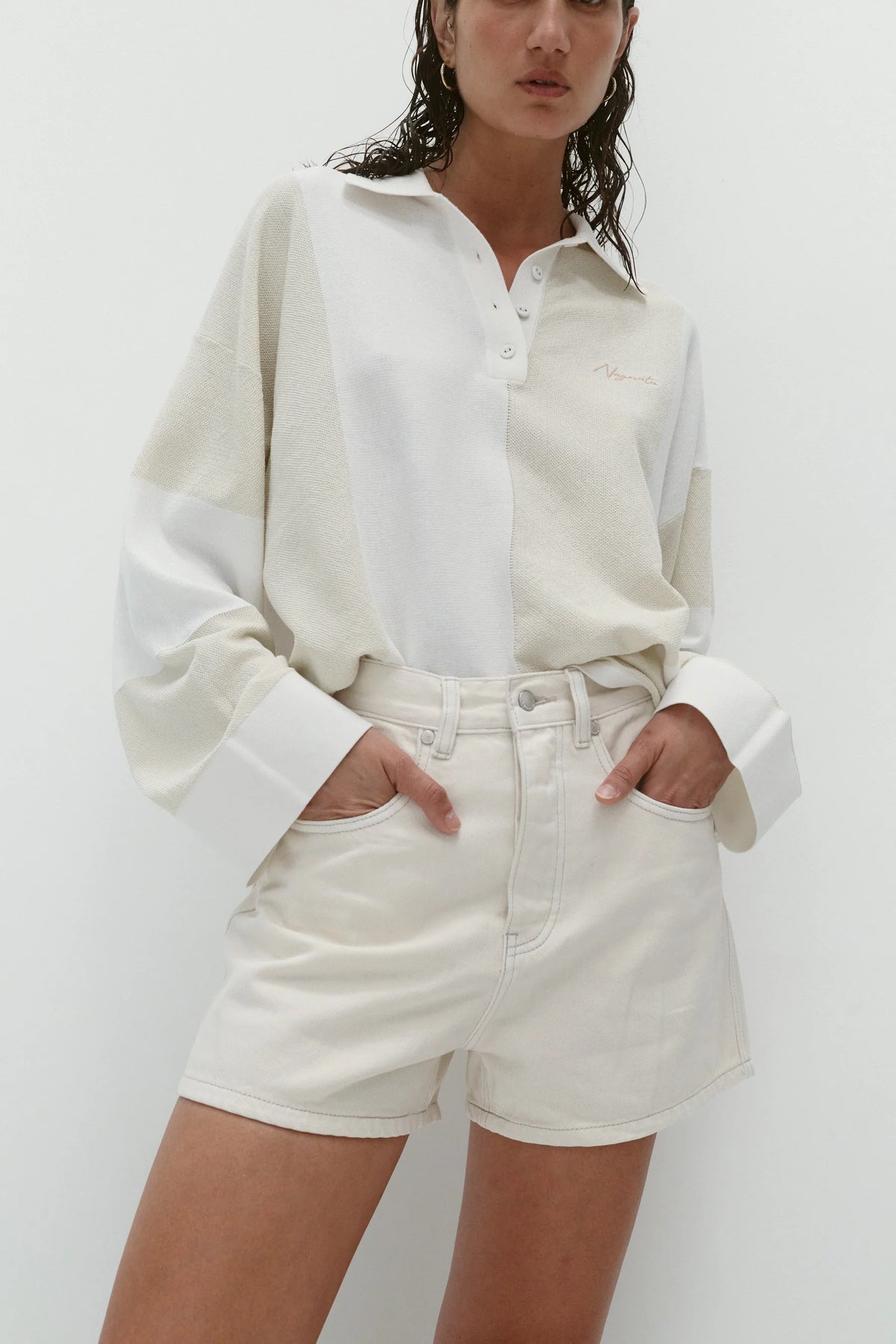 Nagnata Vegetable Dye Bermuda Short in Bone White