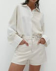 Nagnata Vegetable Dye Bermuda Short in Bone White