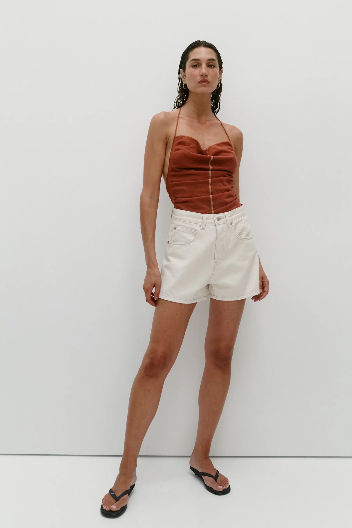 Nagnata Vegetable Dye Bermuda Short in Bone White