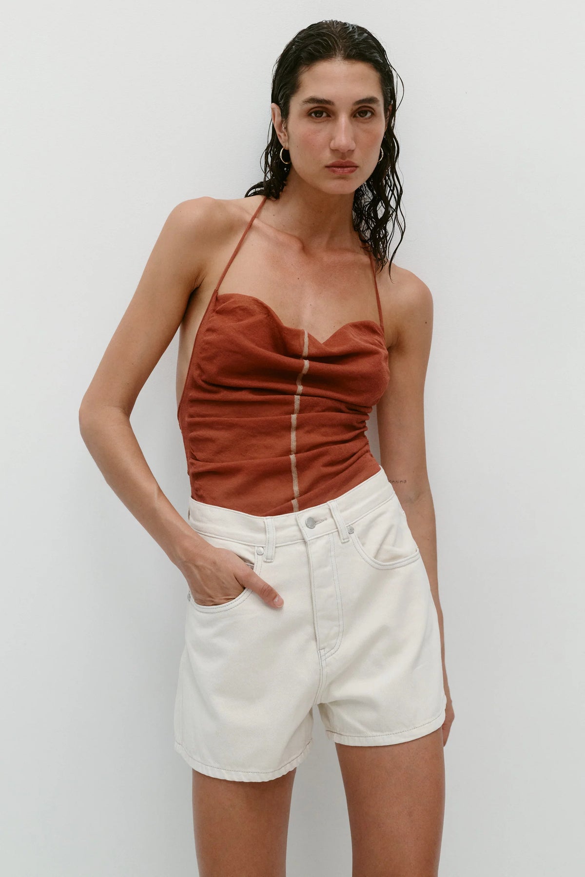 Nagnata Vegetable Dye Bermuda Short in Bone White