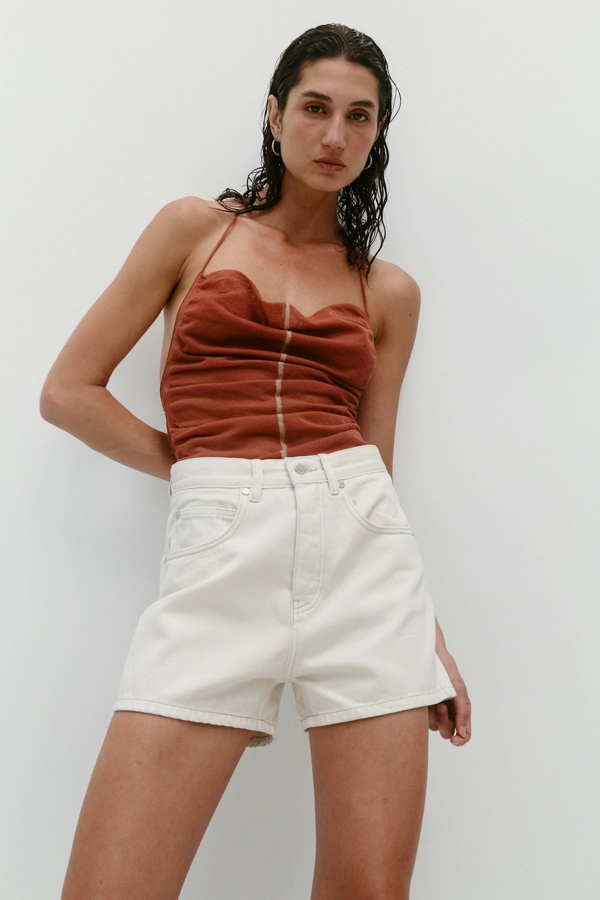 Nagnata Vegetable Dye Bermuda Short in Bone White