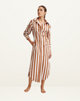 Finn Shirt Dress CIGAR & OPTIC STRIPE Aston Studios-Aston Studios-Frolic Girls