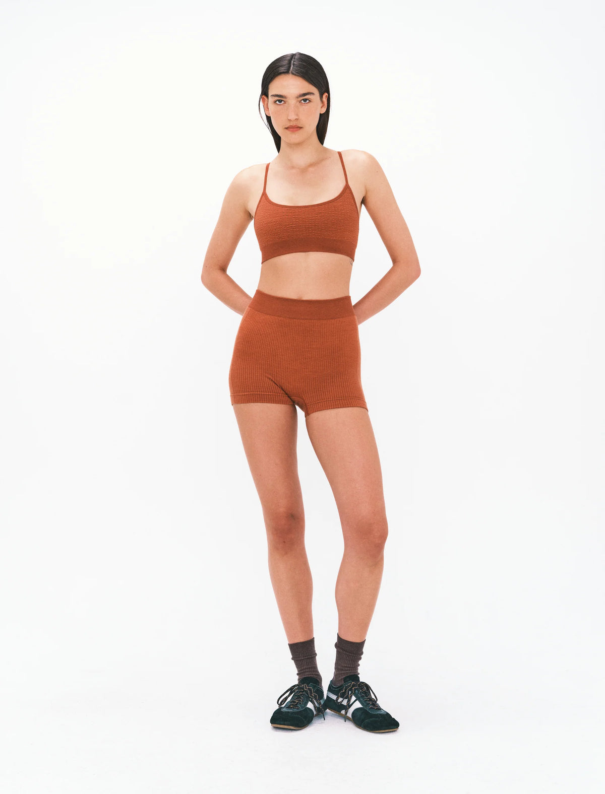 Nagnata Textured Ballet Wool Bralet in Clay