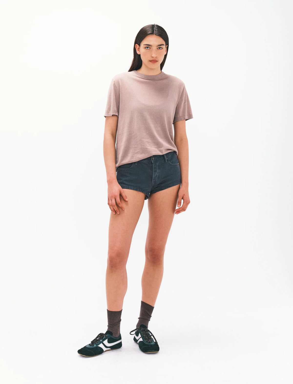 Nagnata Low Rise Micro Denim Short in Washed Black