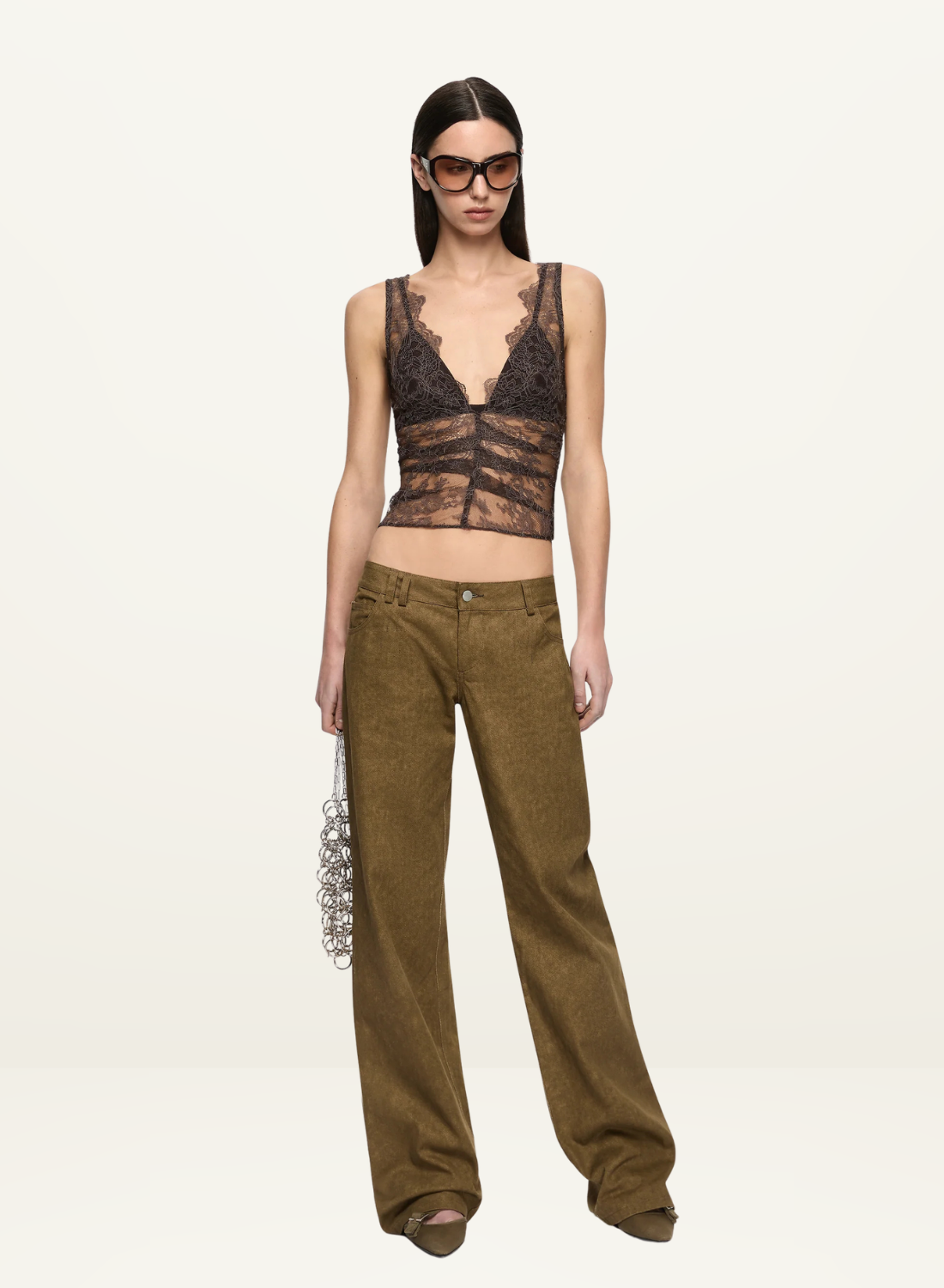Bec + Bridge Marika Lace Top in Coffee