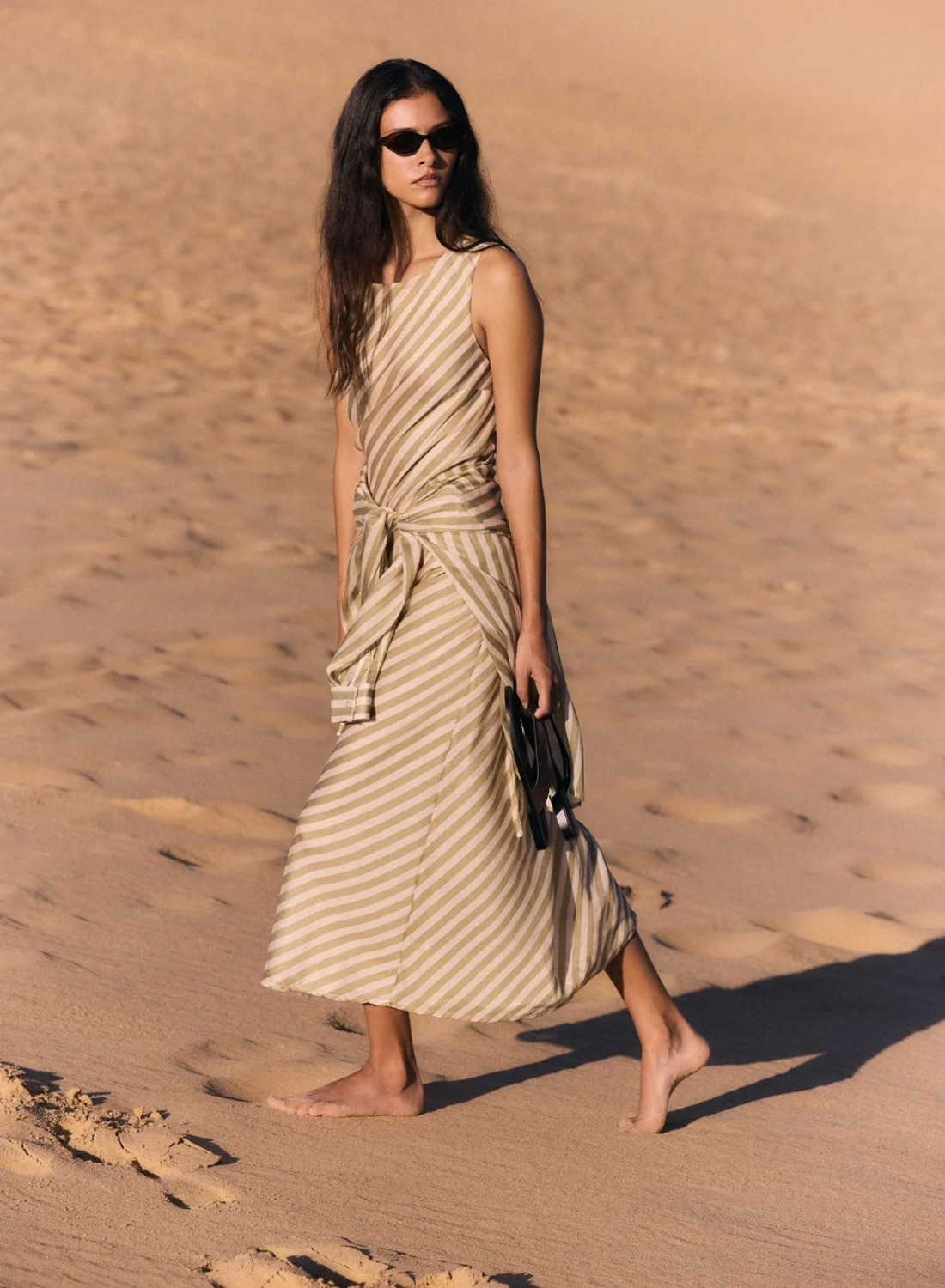 Esmaee Sahara Maxi Dress in Sage Stripe