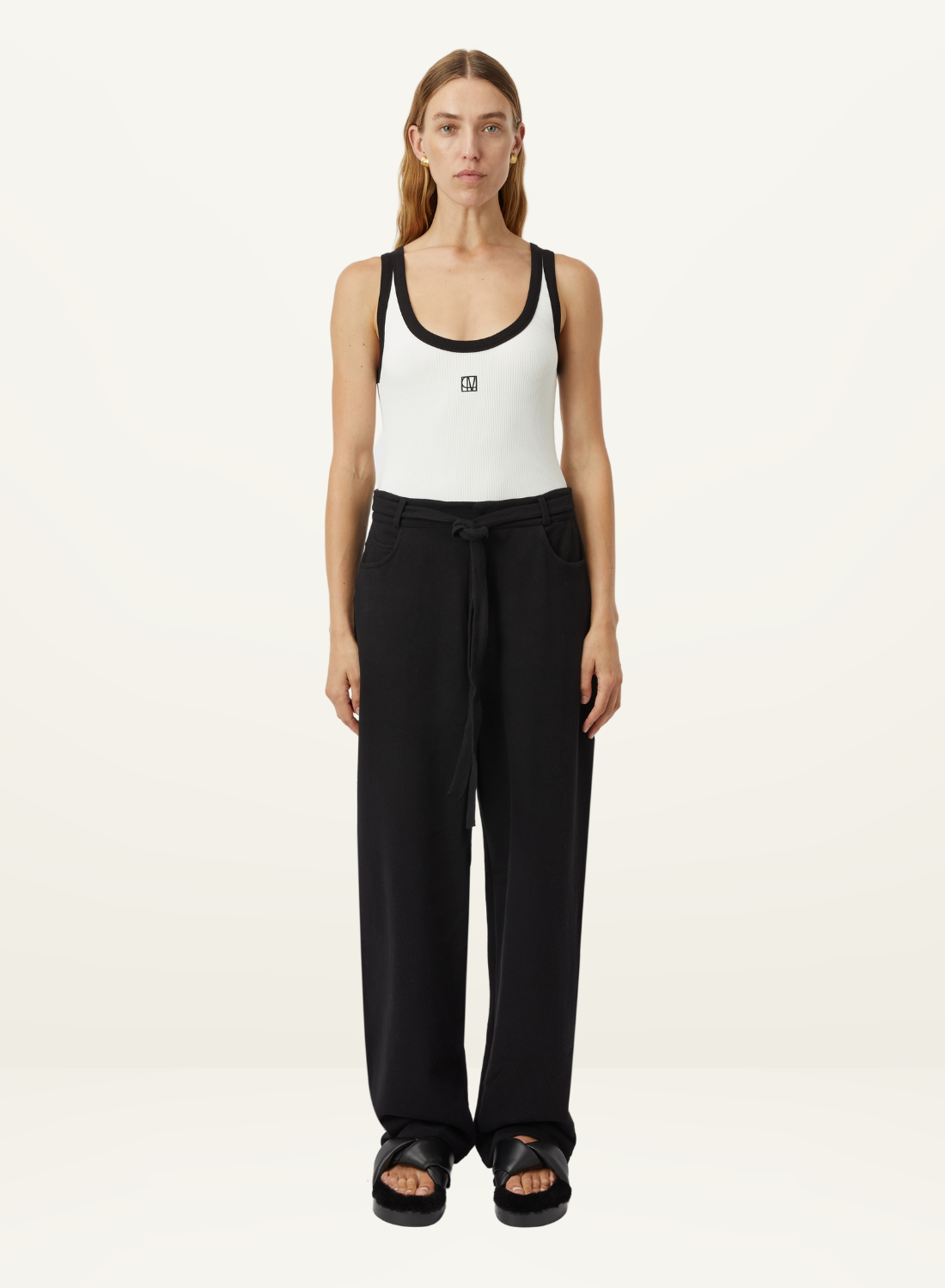 Nora Contrast Bind Scoop Neck Tank in WHITE &amp; BLACK Camilla and Marc-Camilla and Marc-Frolic Girls