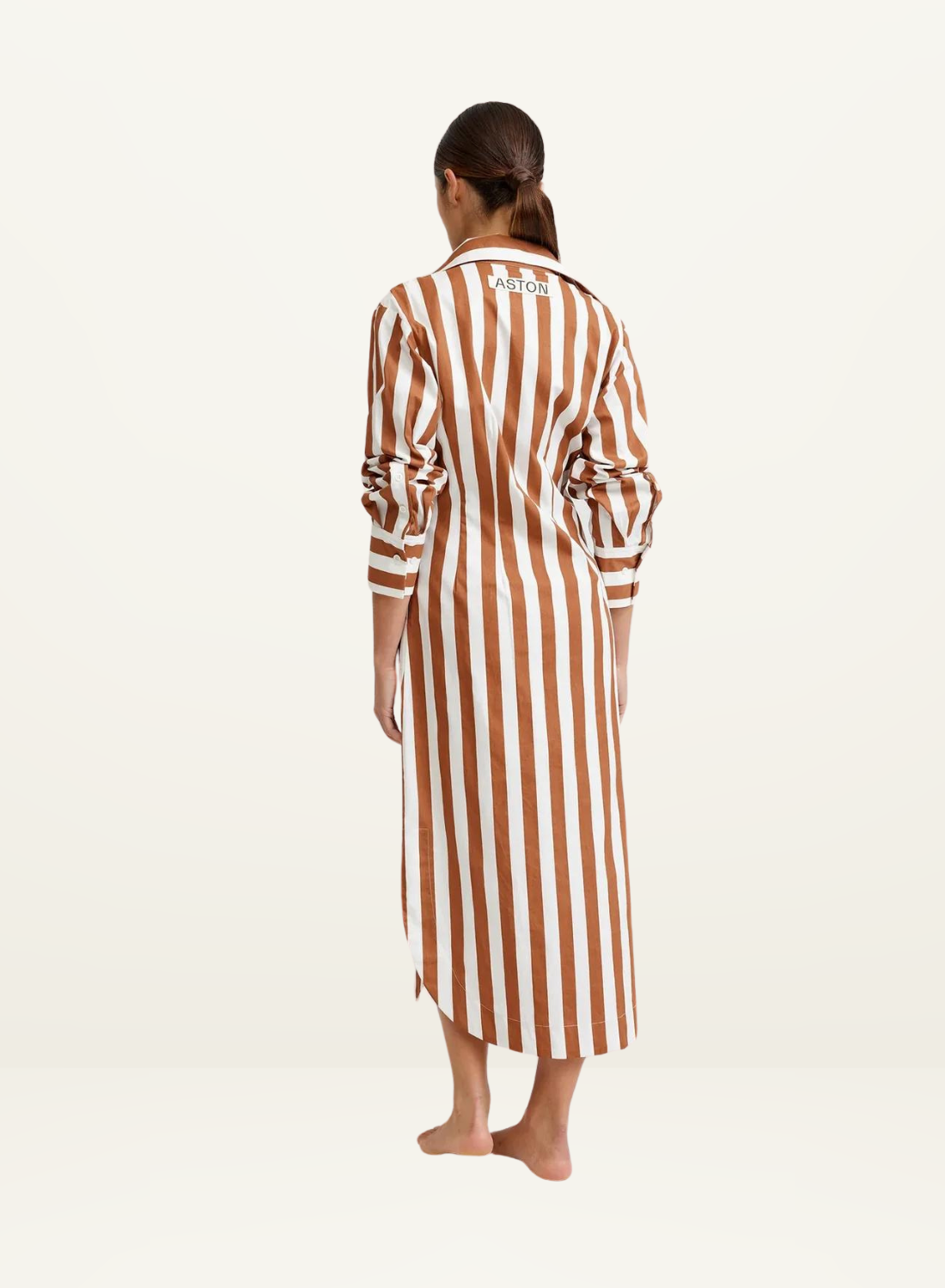 Finn Shirt Dress CIGAR &amp; OPTIC STRIPE Aston Studios-Aston Studios-Frolic Girls