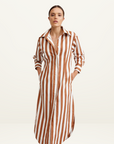 Finn Shirt Dress CIGAR & OPTIC STRIPE Aston Studios-Aston Studios-Frolic Girls