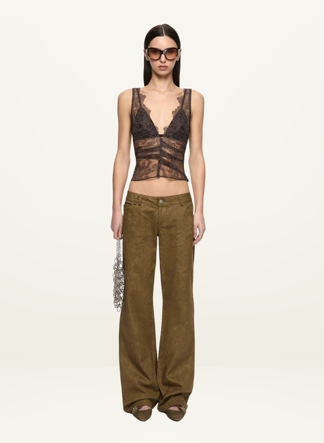 Bec + Bridge Marika Lace Top in Coffee