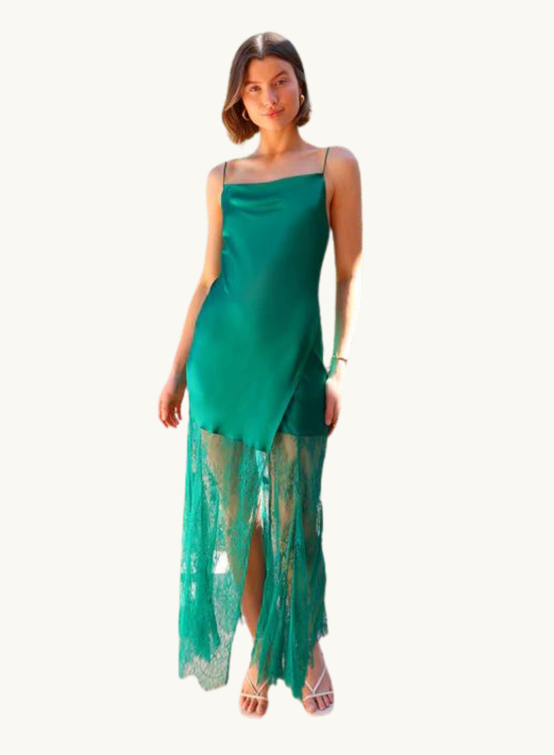 Elle Silk Lace Cowl Maxi Dress EMERALD GREEN Shona Joy-Shona Joy-Frolic Girls