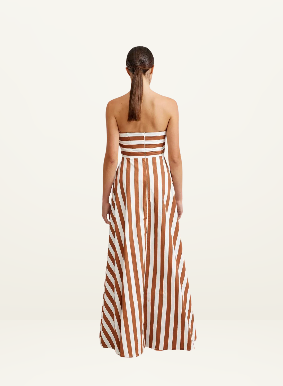 Hazel Dress in CIGAR &amp; OPTIC STRIPE Aston Studios-Aston Studios-Frolic Girls