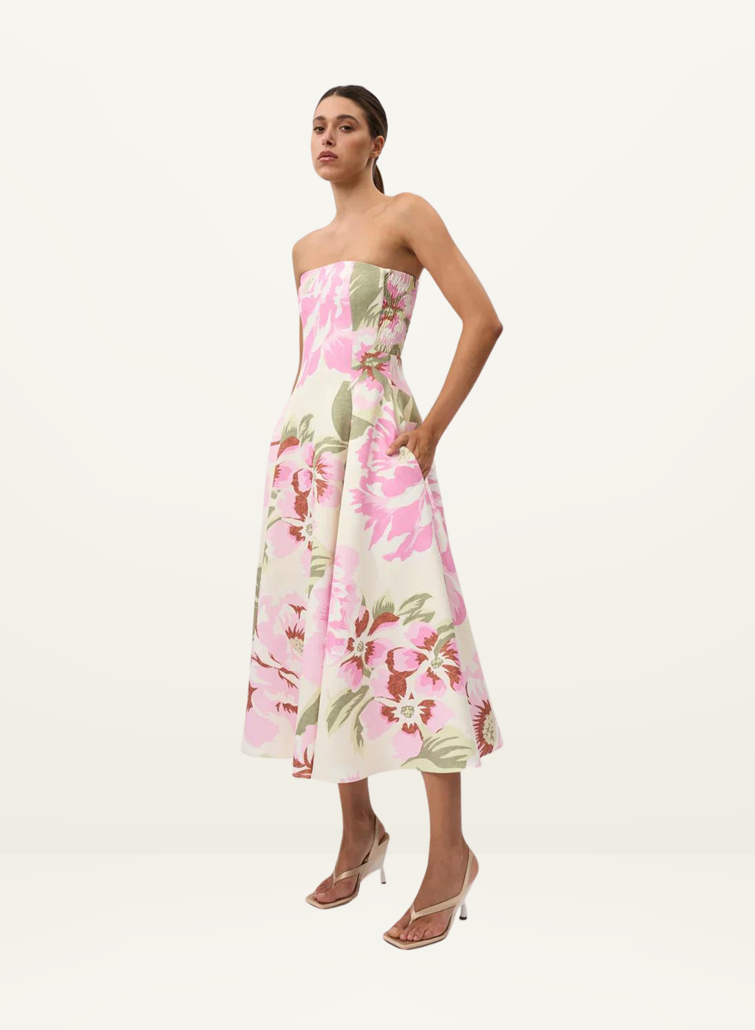 Carrie Strapless Dress in PINK PRINT By Johnny-By Johnny-Frolic Girls