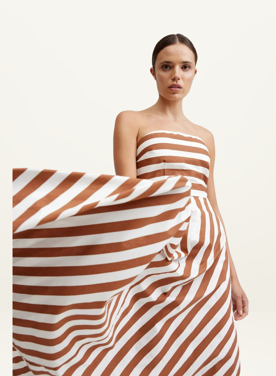 Hazel Dress in CIGAR &amp; OPTIC STRIPE Aston Studios-Aston Studios-Frolic Girls