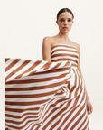 Hazel Dress in CIGAR & OPTIC STRIPE Aston Studios-Aston Studios-Frolic Girls