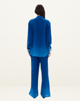 Muma World Cuban Nights Contrast Silk Chiffon Pant in COBALT