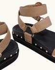 La Tribe Studded Sandal in Beige