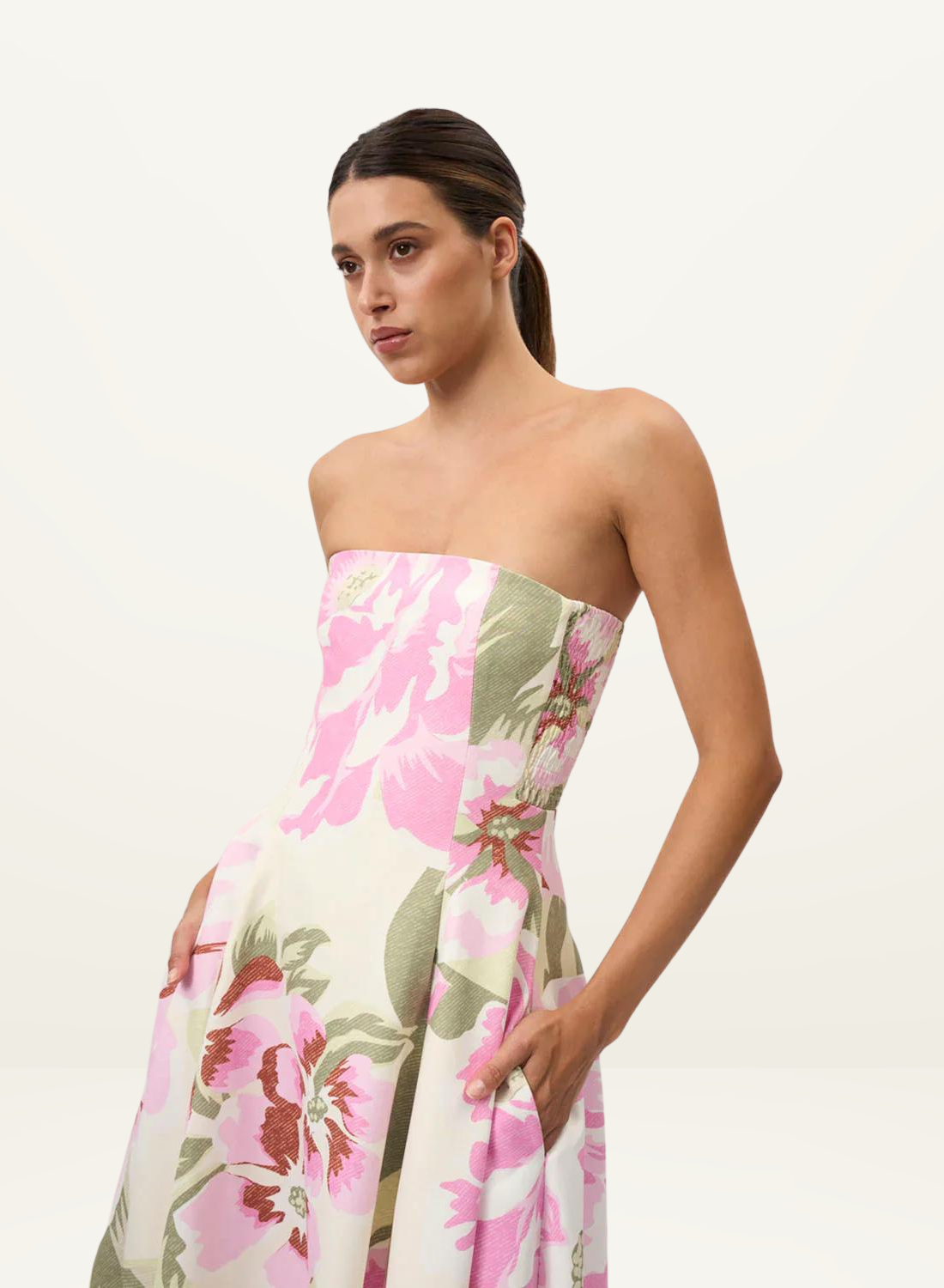 Carrie Strapless Dress in PINK PRINT By Johnny-By Johnny-Frolic Girls