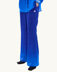 Muma World Cuban Nights Contrast Silk Chiffon Pant in COBALT