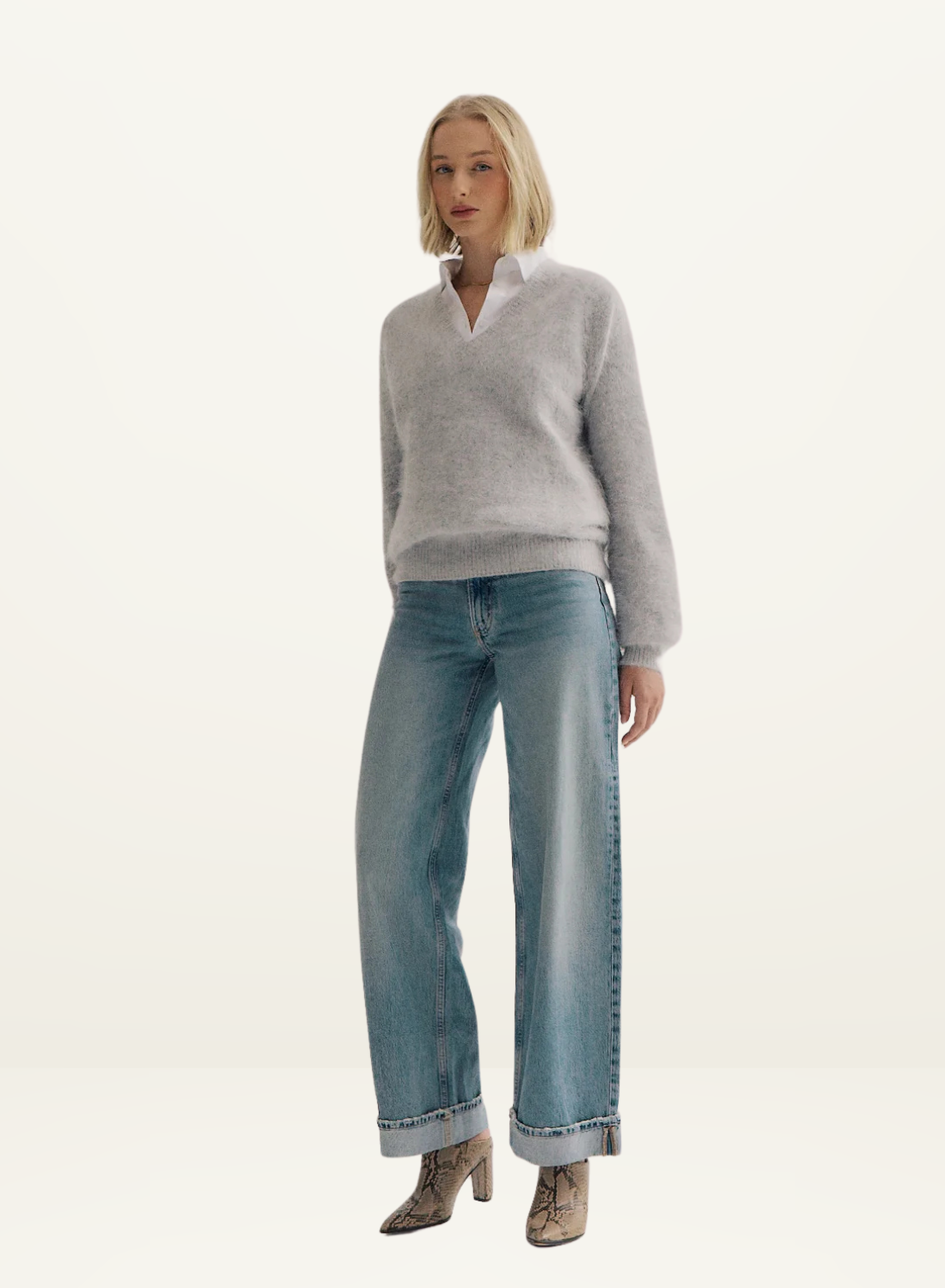 World Of Nomads Isabella Knit Jumper in LIGHT GREY