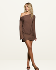 Isabelle Quinn Chloe Off Shoulder Top in Mocha