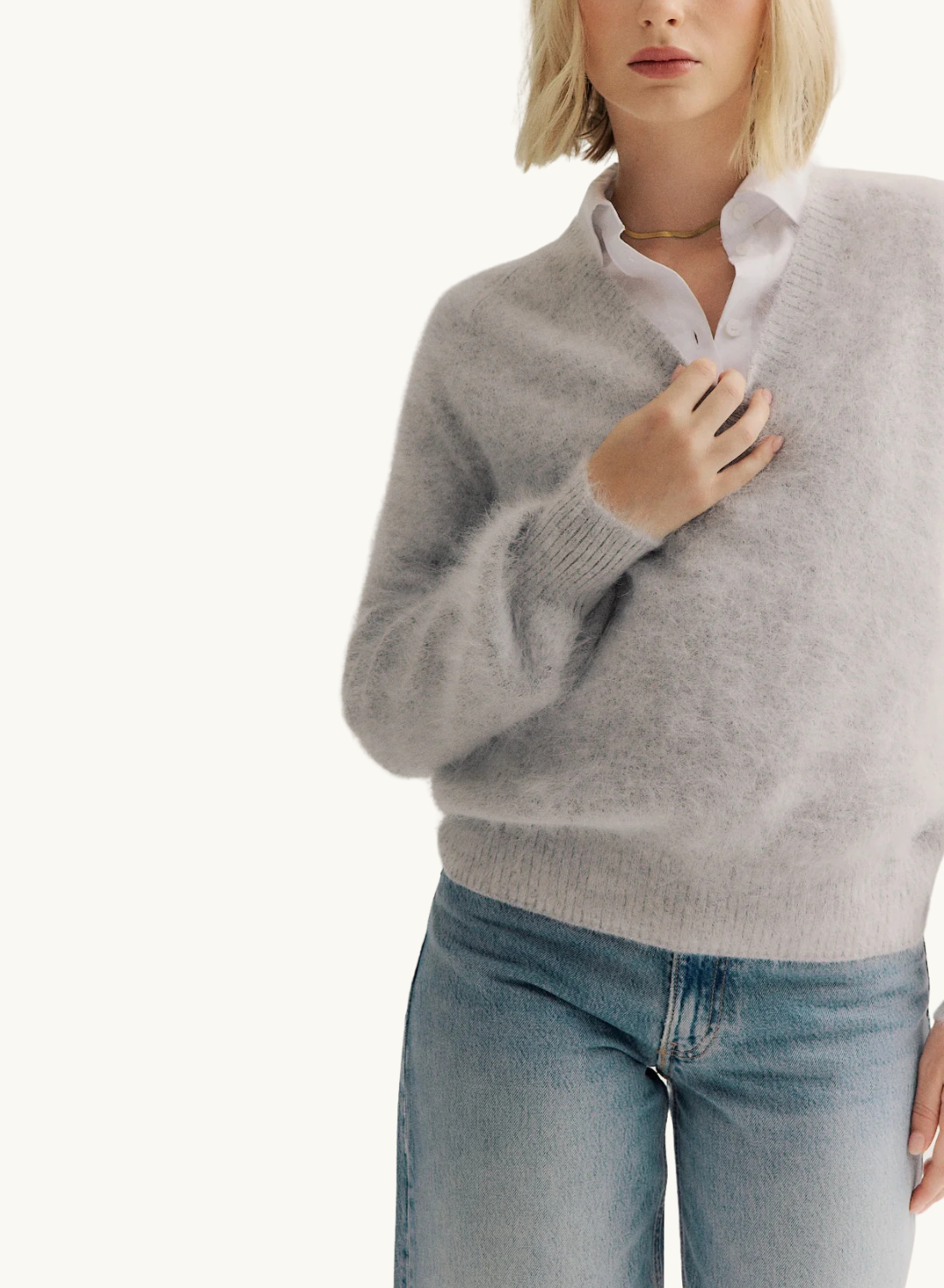 World Of Nomads Isabella Knit Jumper in LIGHT GREY