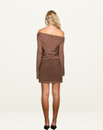 Isabelle Quinn Chloe Off Shoulder Top in Mocha