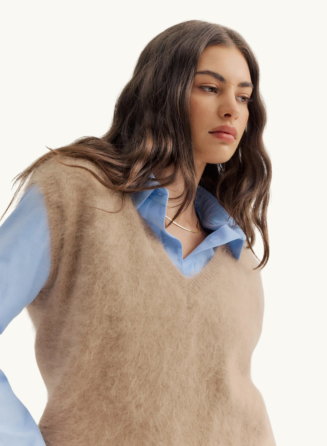 World Of Nomads Ebony Vest in LATTE